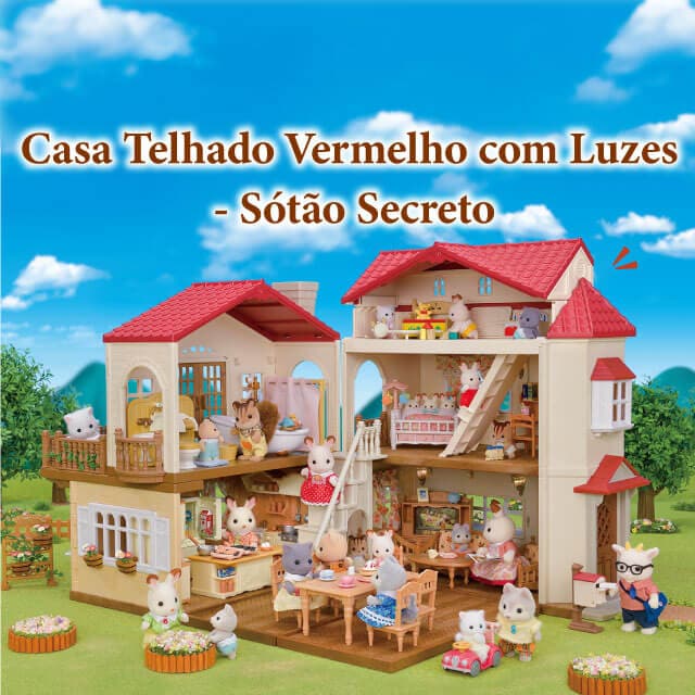 Sylvanian Families Casa Telhado Vermelho com Luzes - Sótão Secreto