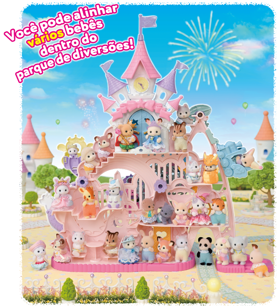 Você pode alinhar vários bebês dentro do parque de diversões!