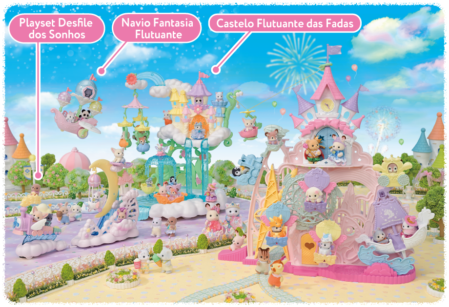 Playset Desfile dos Sonhos,Navio Fantasia Flutuante,Castelo Flutuante das Fadas
