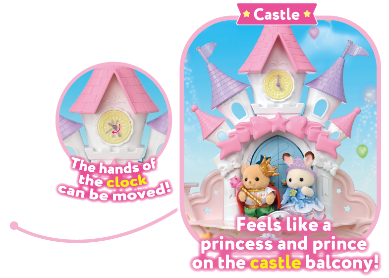 Castle：Feels like a princess and prince on the castle balcony! The hands of the clock can be moved!