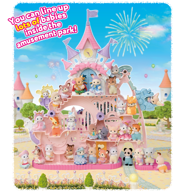 You can line up lots of babies inside the amusement park!