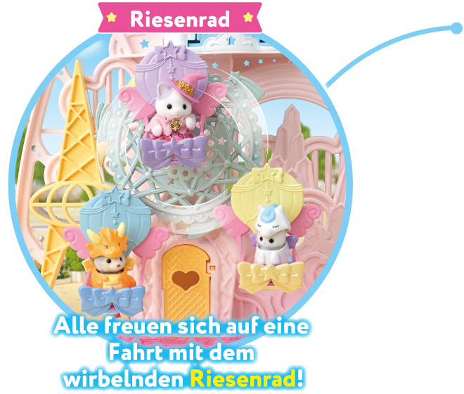 Riesenrad：Alle freuen sich auf eine Fahrt mit dem wirbelnden Riesenrad!