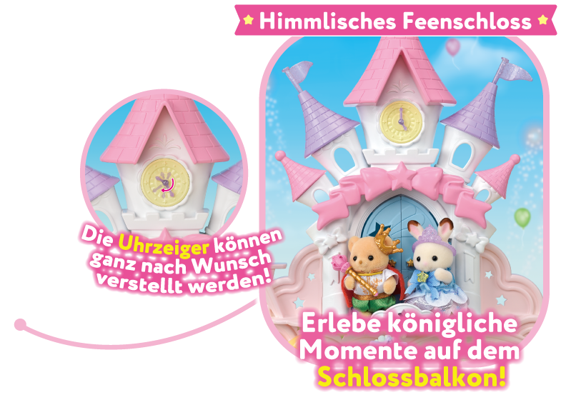 Himmlisches Feenschloss：Erlebe königliche Momente auf dem Schlossbalkon! Die Uhrzeiger können ganz nach Wunsch verstellt werden!