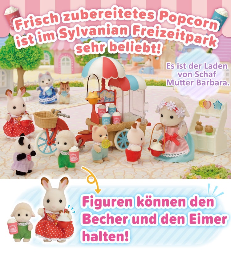 Frisch zubereitetes Popcorn ist im Sylvanian Freizeitpark sehr beliebt!