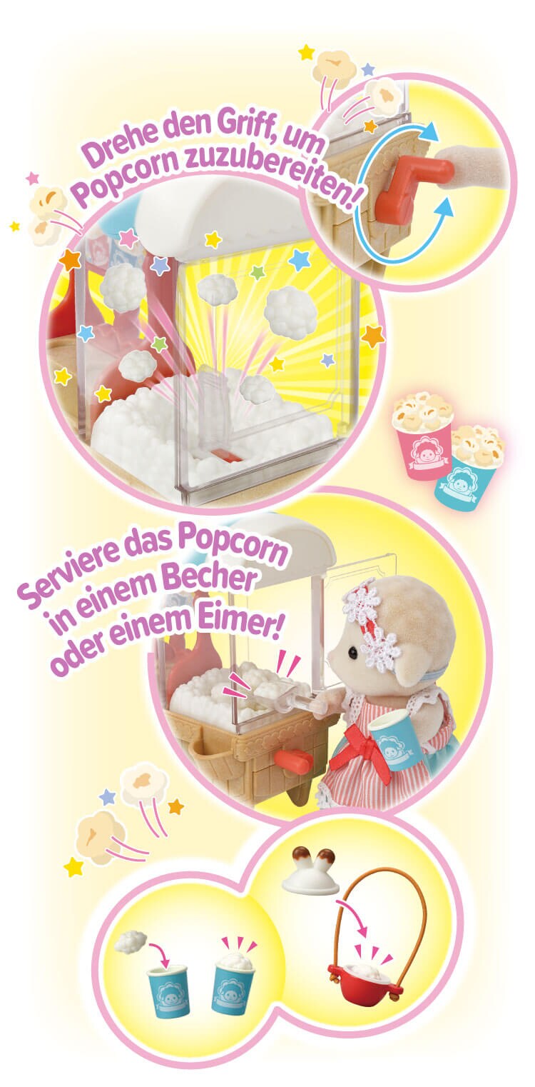 Drehe den Griff, um Popcorn zuzubereiten!