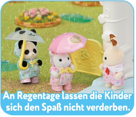 An Regentage lassen die Kinder sich den Spaß nicht verderben.