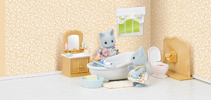 Country Bathroom Set with Cat Mother - 8