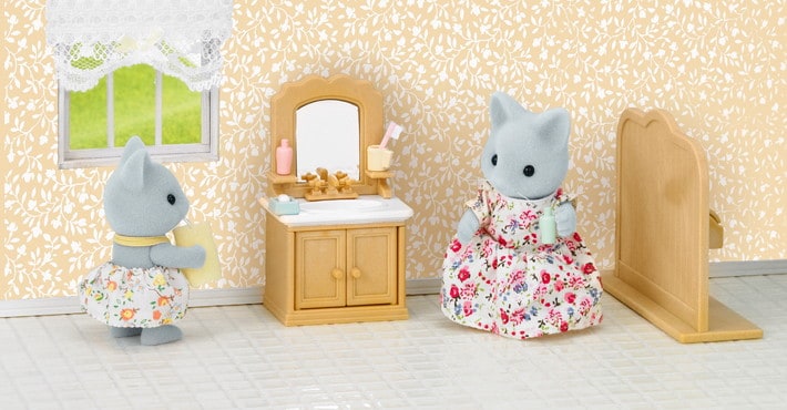 Country Bathroom Set with Cat Mother - 8