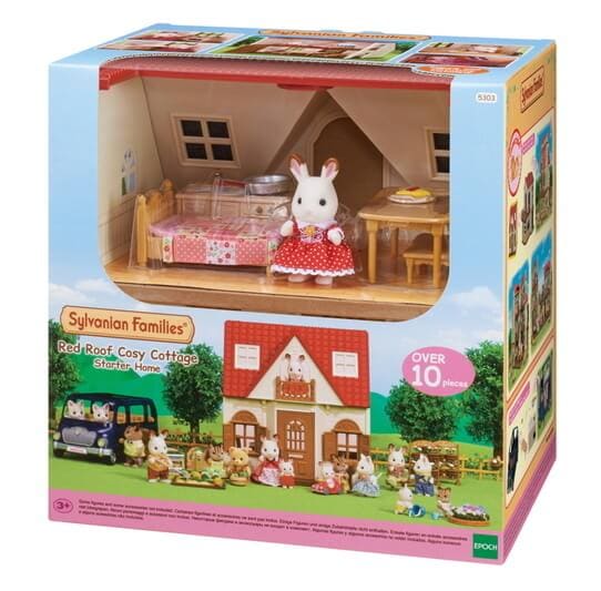 Sylvanian Families Red Roof Cosy Cottage Doll House with Chocolate Rabbit Girl 