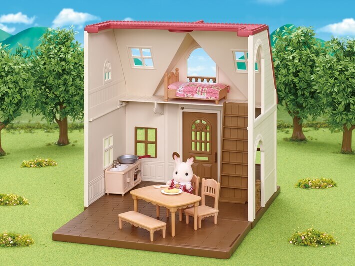 Sylvanian Families 5303 Cosy Cottage Starter Home - Casa A 2 Piani Con Personaggio Coniglio Cioccolato E Mobili, Per Bambini 3+
