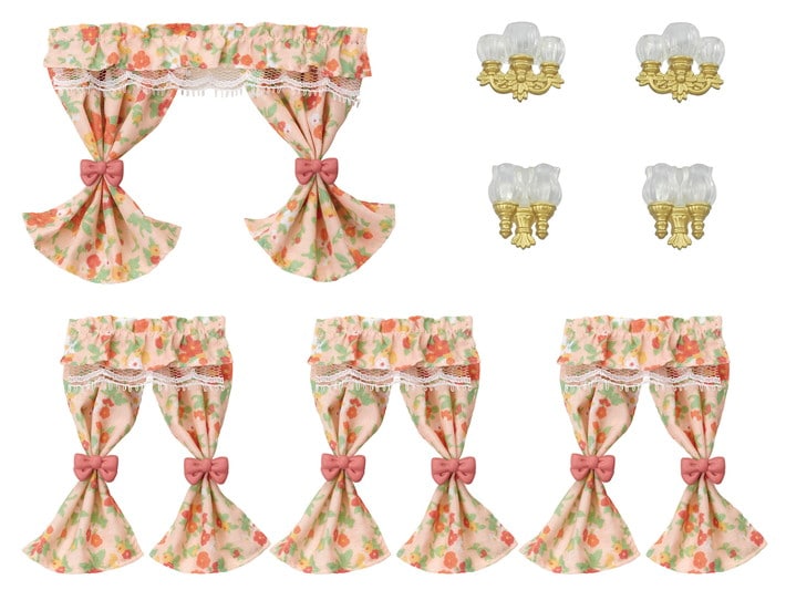 Wall Sconces & Curtains Set - 6