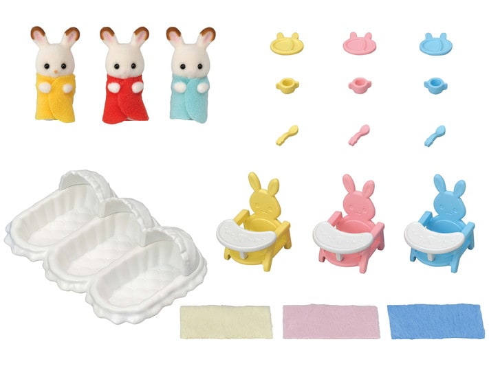Les triplés Lapin Chocolat et accessoires puériculture - 8