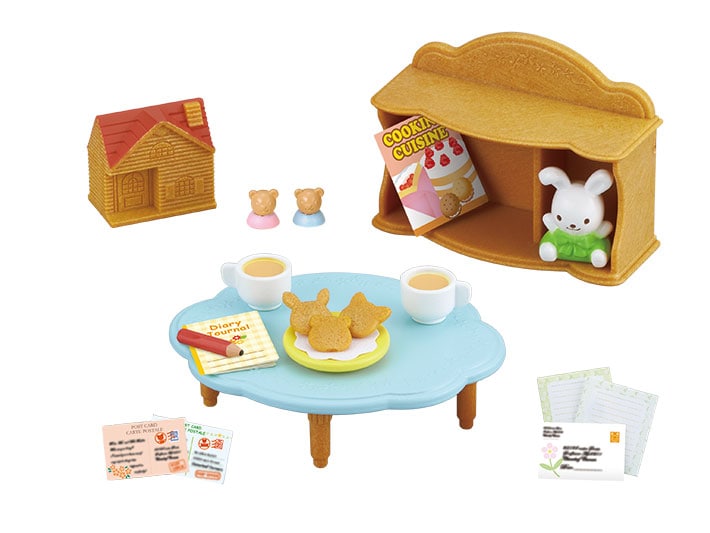 Sylvanian Families Calico Critters Persian Cat Baby & Cake On A Plate 