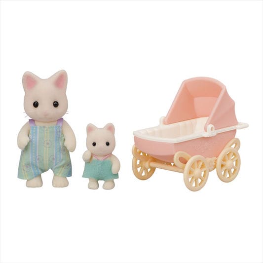 Floral Cat Father & Baby Carriage Set - 4