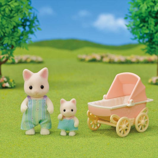 Floral Cat Father & Baby Carriage Set - 4