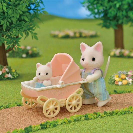 Floral Cat Father & Baby Carriage Set - 4