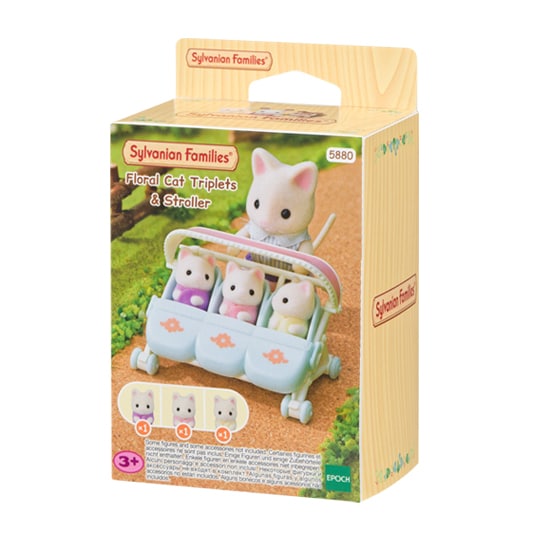 ES Trigêmeos Gatos Florais com Carrinho de Bebê - 2
