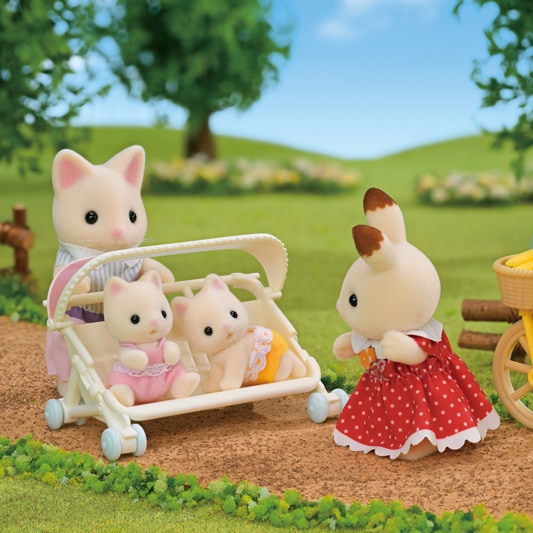 ES Trigêmeos Gatos Florais com Carrinho de Bebê - 5