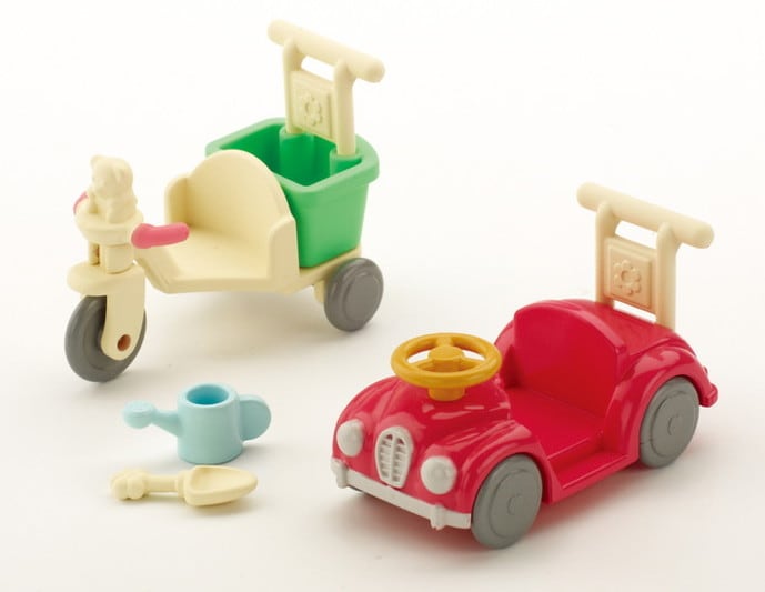 Two Sylvanian Families Play Sets Sold Together Car and Trike Set and Bike Sets 