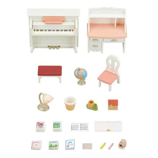 Set Chambre Fille - SYLVANIAN FAMILIES - Lit simple, piano, bureau