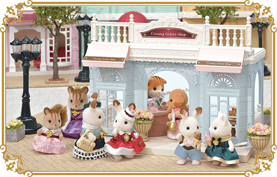 Le magasin de glaces italiennes de la maman chat roux est très populaire. Beaucoup de Sylvanian s'y retrouvent dès qu'il fait chaud. 