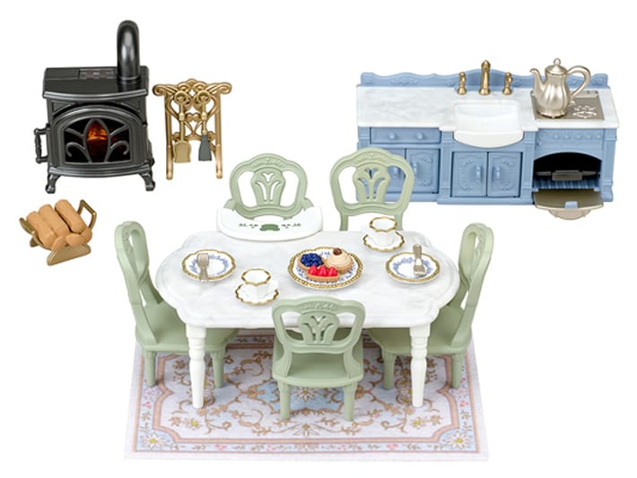 きらめく水辺の赤い屋根のお家 エレガントダイニングルーム