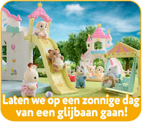 Laten we op een zonnige dag van een glijbaan gaan!