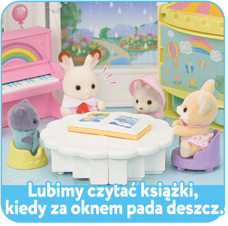 Lubimy czytać książki, kiedy za oknem pada deszcz.