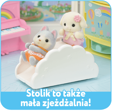 Stolik to także mała zjeżdżalnia!