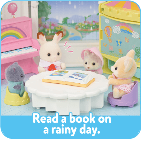 We like to read a book on a rainy day.