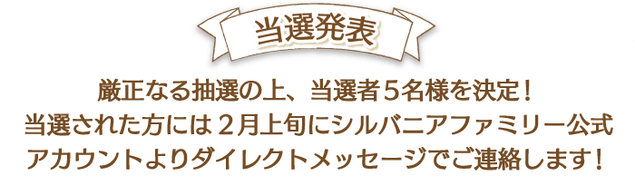 当選発表　ダイレクトメッセージでご連絡いたします